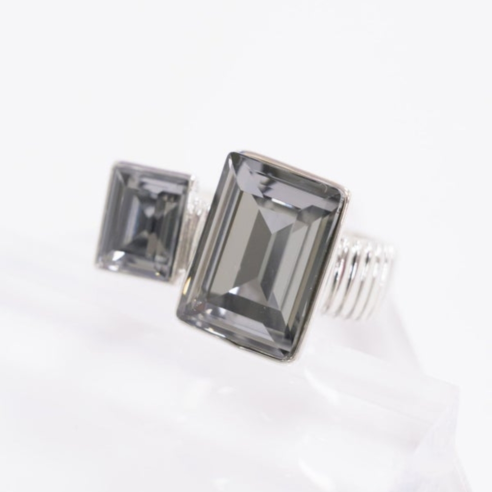 Silver Adjustable Ring In Shadow, NIP